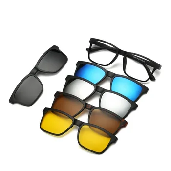 Jauns 5+1 retro polarizētās tuvredzība klipu zīmolu saulesbrilles, brilles, ietvari ar klipu saulesbrilles vīriešiem, sievietēm, briļļu magnētisku klipsi